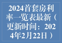 2024首套房利率一览表最新（更新时间：2024年2月22日）